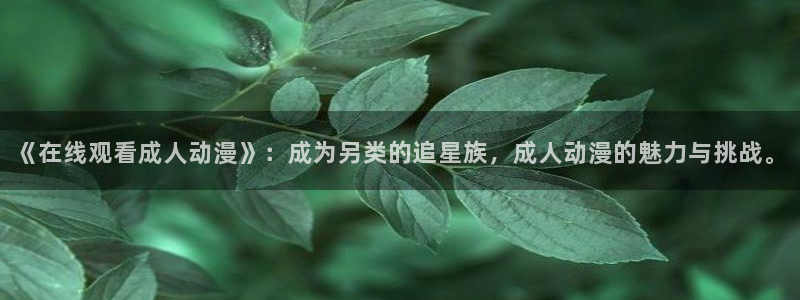 omofun动漫网：《在线观看成人动漫》：成为另类的追星族，成人动漫的魅力与挑战。